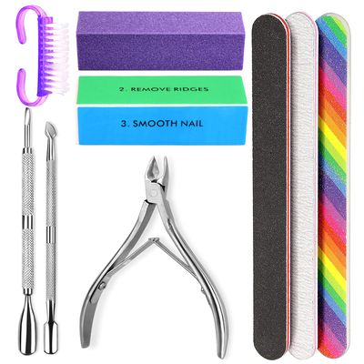 HNYYZL Manicure Kit - Nail File, Buffer, Cuticle Clipper, Pusher &amp; Brush for Salon Nail Art