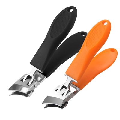 2PCS Wide Jaw Opening Anti-Splash Slanted Nail Clipper, Nail Clippers for Ingrown Nails Thick Toenails, Long Handle No Splash Nail Trimmer, Toenail Clippers for Women and Men (Orange &amp; Black)