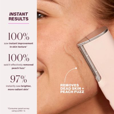 DERMAFLASH LUXE Sonic Dermaplaning Tool for Face Peach Fuzz Removal, Anti-Aging and Exfoliation, Icy Pink