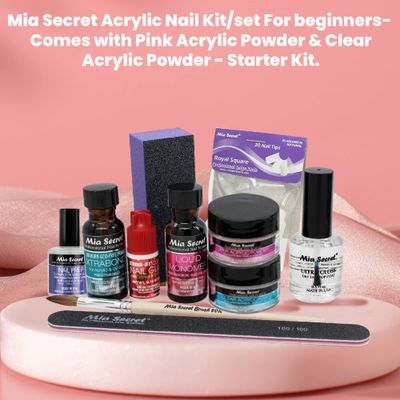 Mia Secret Acrylic Nail Kit - Beginners Set With Pink &amp; Clear Acrylic Powder - Complete Starter Kit