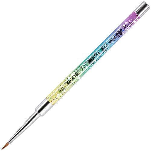 PANA Kolinsky 3D Acrylic Nail Brushes with Liquid Glitter Handle - For Professional Acrylic Powder Liquid Manicure Pedicure (Rainbow Color, Size 2)