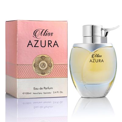 Miss Azura - Top Notes of Ginger Flower, Orange Blossom, Pink Pepper &amp; Pomegranate - Middle Scent of Dulce de Leche &amp; Datura - Base of Tonka Bean, Patchouli &amp; Haitian Vetiver - Elegant 100ml Bottle