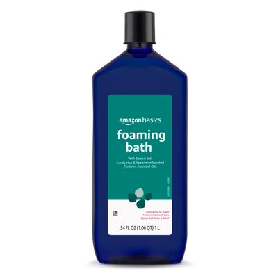 Amazon Basics Eucalyptus &amp; Spearmint Scented Foaming Bath with Essential Oils, 34 Fl Oz (Pack of 1) (Previously Solimo)