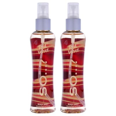 So? Red Velvet Body Mist - Fruity, Floral, Vanilla Perfume for Women - 6 Hour Wear Body Spray for Women - Cruelty Free - 2 pc