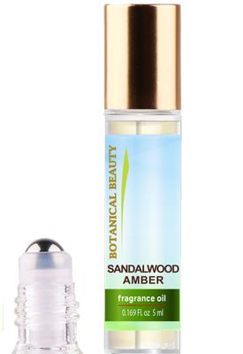 Botanical Beauty SANDALWOOD AMBER FRAGRANCE OIL ROLL-ON 0.169 FL OZ (5 ML) Rollerball Perfume, Alcohol-Free, Long Lasting