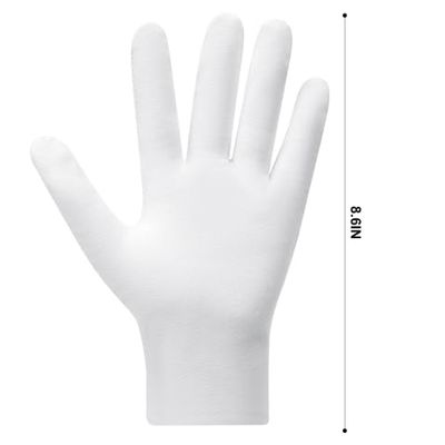 3 Pairs White Cotton Gloves, Premium Cotton Gloves for Dry Hands Sleeping, White Gloves for Moisturizing Hands Women and Men, Cloth Gloves for Eczema, Spa Glove for Lotion Overnight by Htaexpu