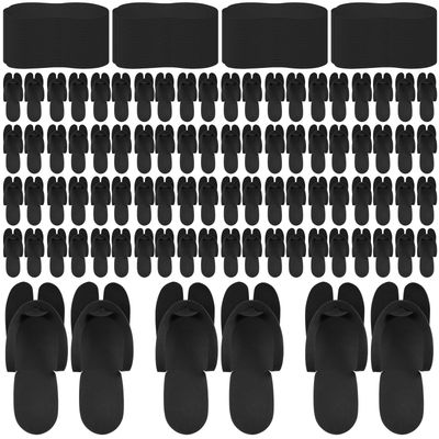 JaGely 100 Pairs Disposable Pedicure Slippers Bulk EVA Disposable Flip Flops Kit Spa Pedicure Sandals Guest Slippers Spa for Adult Foot Nail Salon Party Supplies Travel Hotels Home(Black)