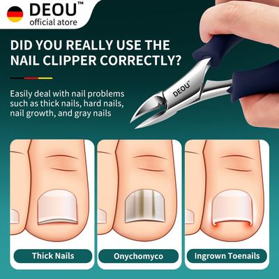 DEOU Professional Stainless Steel Podiatrist Nail Clippers, Heavy Duty Manicure Pliers for Thick Nails, Pedicure Toe Nail Clippers Tools for Men Women