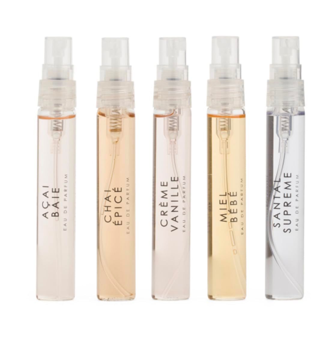 Tru Fragrance Gourmand ACAI BAIE, CHAI EPICE, CREME VANILLE, MIEL BEBE, SANTAL SUPREME Eau de Parfum 5 Piece Travel Set 0.23 fl oz