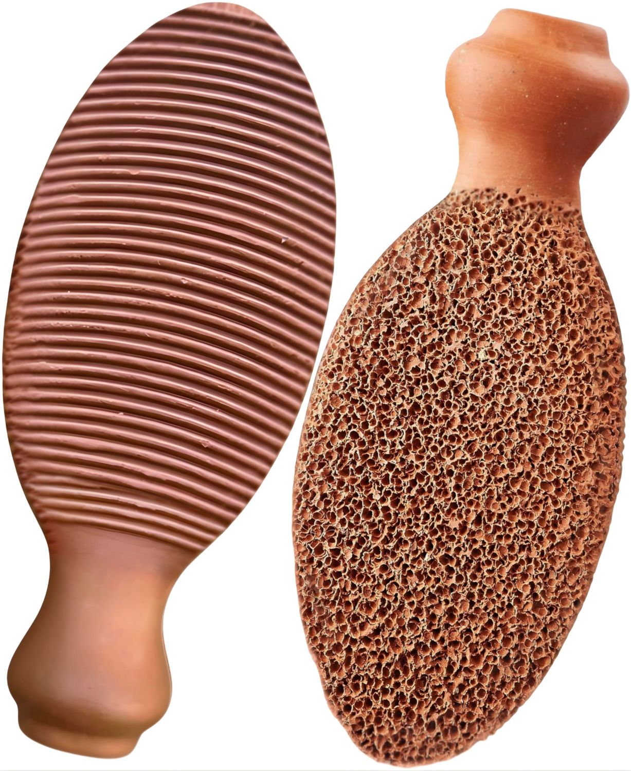 Natural Terra Cotta Pumice Stone for Feet (Organic Cocoa) Lasts 7 Years Callus Remover &amp; Trimmer | Ancient Indus Valley Foot Scrubber (Divine Pumice)