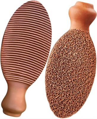 Natural Terra Cotta Pumice Stone for Feet (Organic Cocoa) Lasts 7 Years Callus Remover &amp; Trimmer | Ancient Indus Valley Foot Scrubber (Divine Pumice)