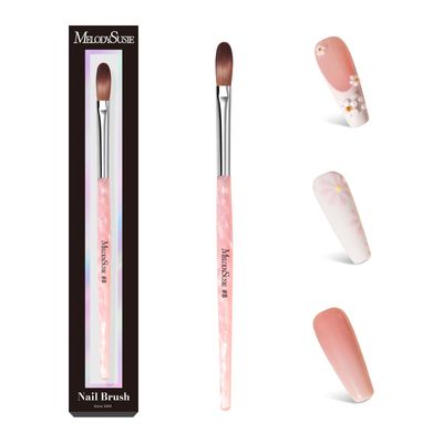 MelodySusie Kolinsky Acrylic Nail Brush,66 Kolinsky Hair Professional Nail Art Brush for Acrylic Application, Aurora Collection Fine Glitter Brush, Size 8