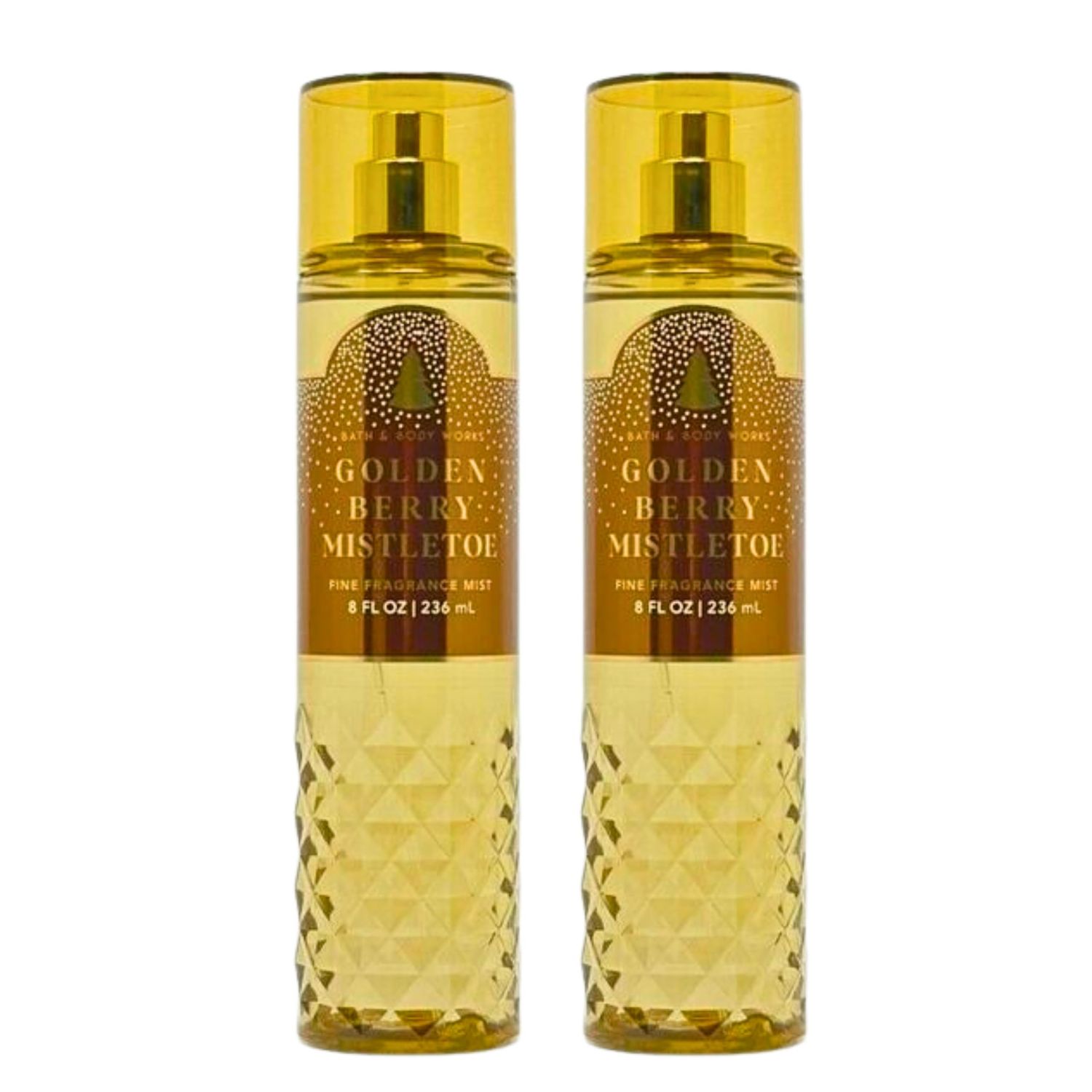 Bath &amp; Body Works Fine Fragrance Mists, Set of 2, 8oz Each Bottle (Golden Berry Mistletoe)