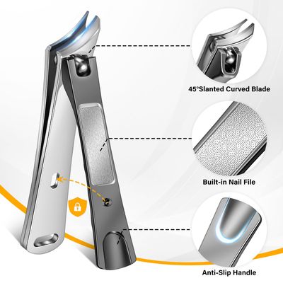 Toenail Clippers for Seniors Thick Toenails, Slanted Curved Ingrown Toe Nail Clippers for Men Angled Head Large Toe Nail Clippers with Catcher Wide Opening Thick Nails Nail Cutter Gifts for Men Women