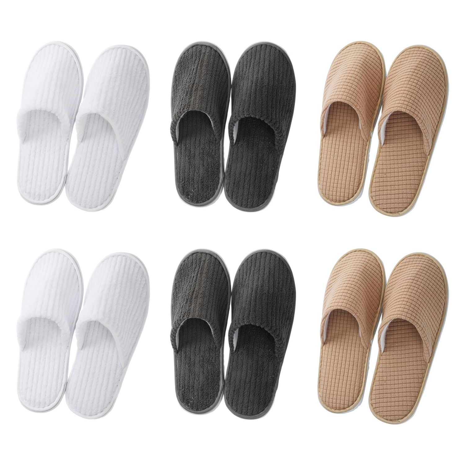 MAMODA SPA Slippers,6 Pairs Disposable Slippers for Guests,Soft Non-Slip Hotel Slippers, Washable &amp; Reusable, Perfect for Wedding Party, Bedroom and Travel