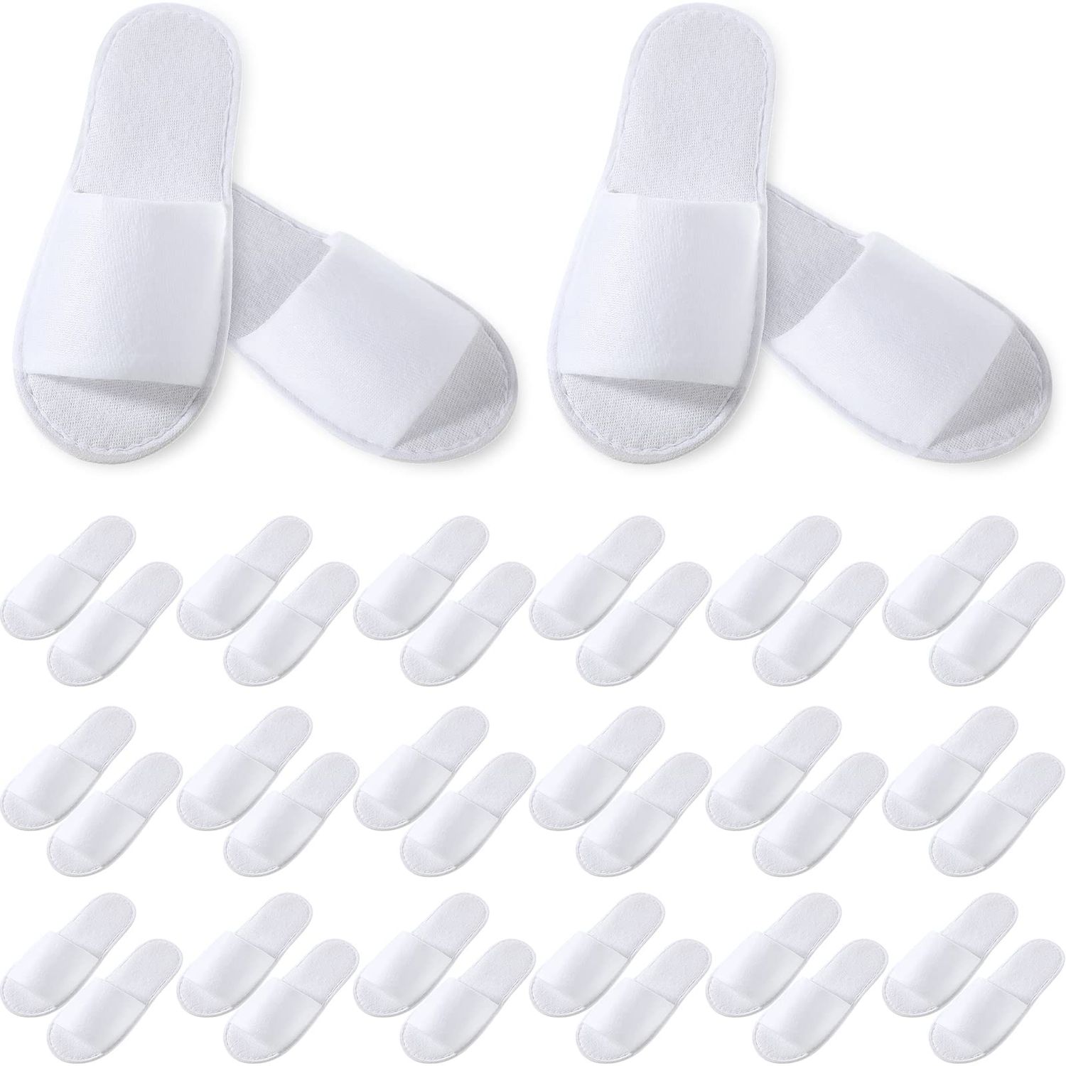 Coume 48 Pairs Disposable Slippers for Guests Bulk Soft Disposable Hotel Spa Slippers Open Toe White Non-Slip for Women Men Home Indoor Hotel Travel Wedding Party