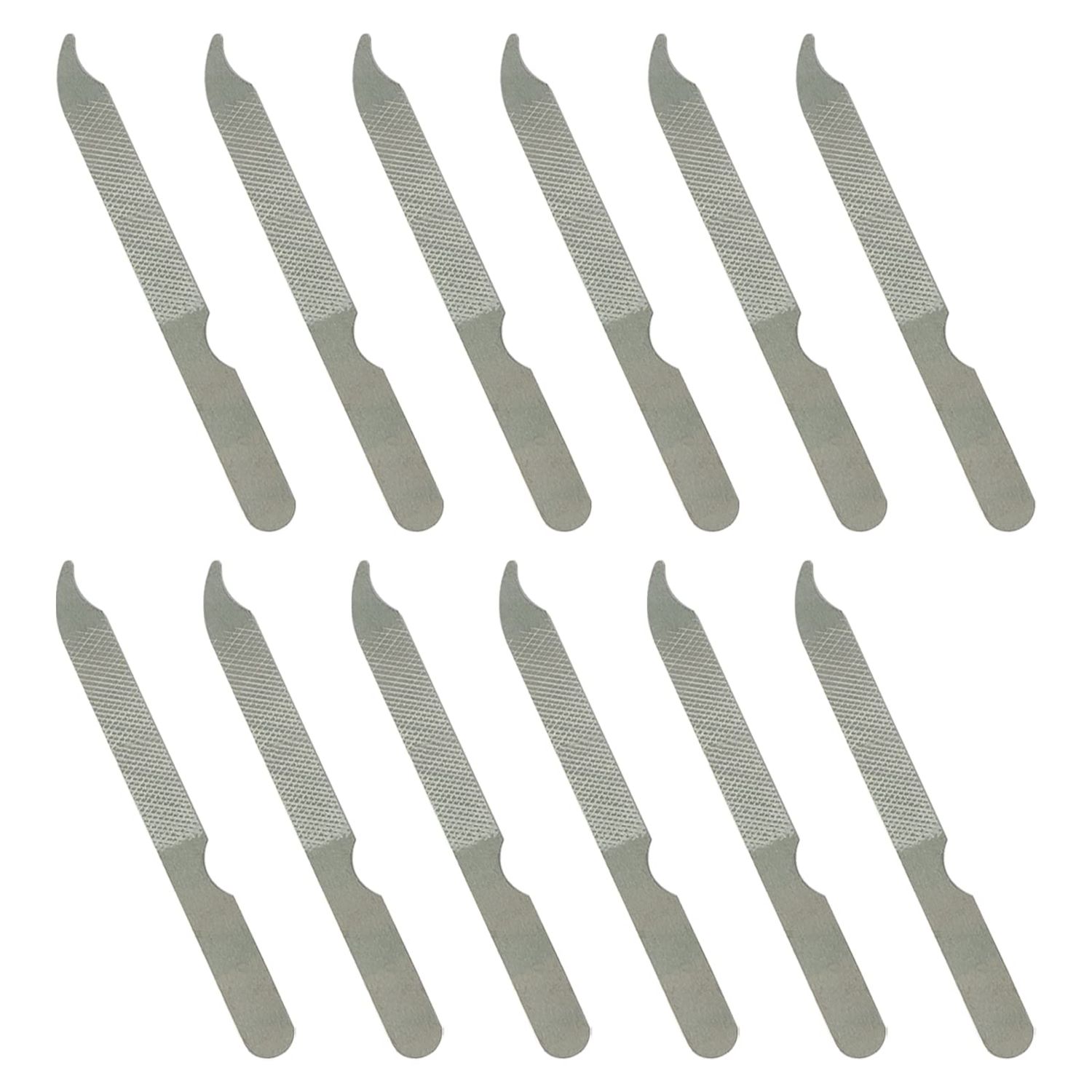 Fingernail Files (12 Pack), Metal Nail Files for Natural Nails, 4 Stainless Steel Thin Durable Nail File Bulk Filer with Curved Sharp Pointed Tip Double Sided Manicure Pedicure Toenails Tools