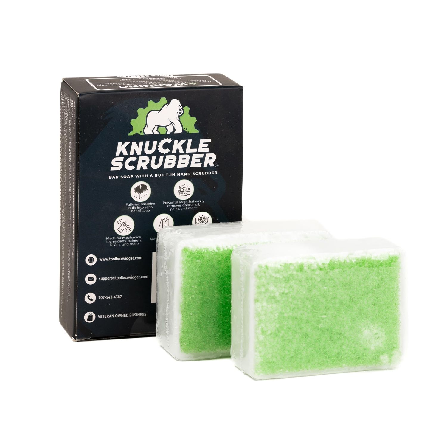 Knuckle Scrubber | Built-In Hand Scrubber | Cleans Grease, Oil, Paint &amp; More. Heavy Duty Hand Cleaner for Auto Mechanics &amp; Industrial Work | All Natural, Moisturizing w/Aloe Vera | 2 Pack