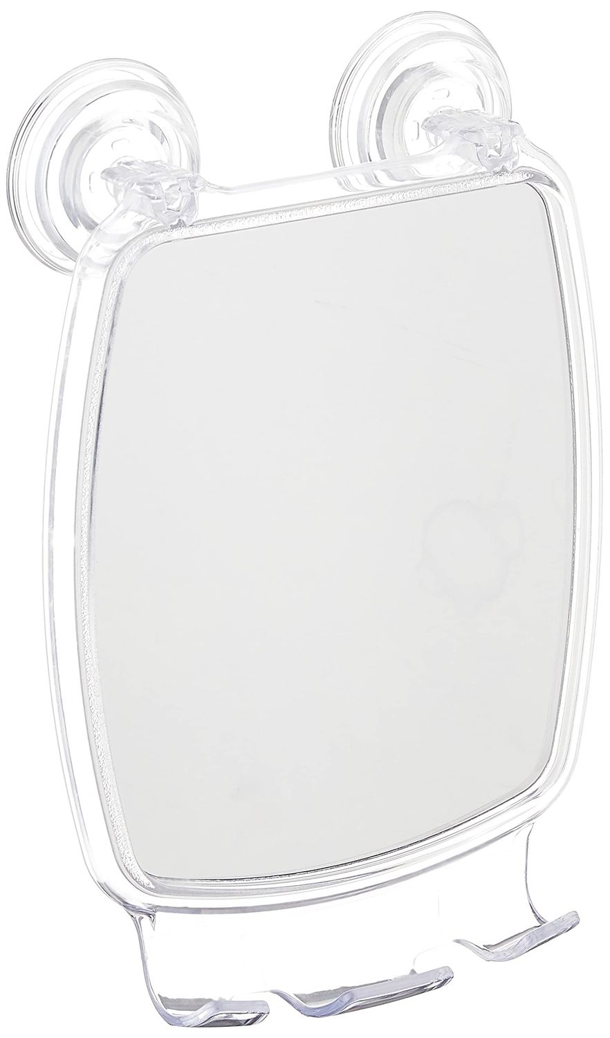 iDesign Plastic Power Lock Suction Shower Shaving Mirror with Razor Holder, Fog-Free Mirror for Bathroom or Tub, 6.25 x 8.5 x 2.5, Clear