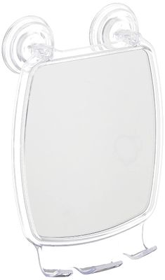 iDesign Plastic Power Lock Suction Shower Shaving Mirror with Razor Holder, Fog-Free Mirror for Bathroom or Tub, 6.25 x 8.5 x 2.5, Clear