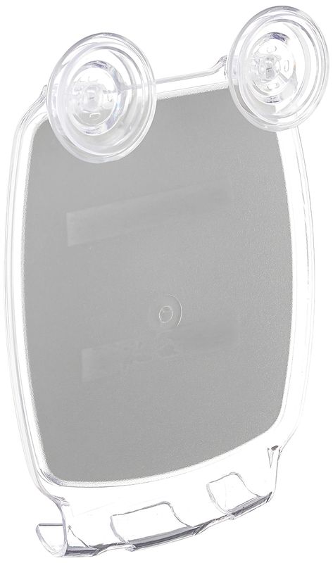 iDesign Plastic Power Lock Suction Shower Shaving Mirror with Razor Holder, Fog-Free Mirror for Bathroom or Tub, 6.25 x 8.5 x 2.5, Clear