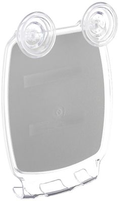 iDesign Plastic Power Lock Suction Shower Shaving Mirror with Razor Holder, Fog-Free Mirror for Bathroom or Tub, 6.25 x 8.5 x 2.5, Clear