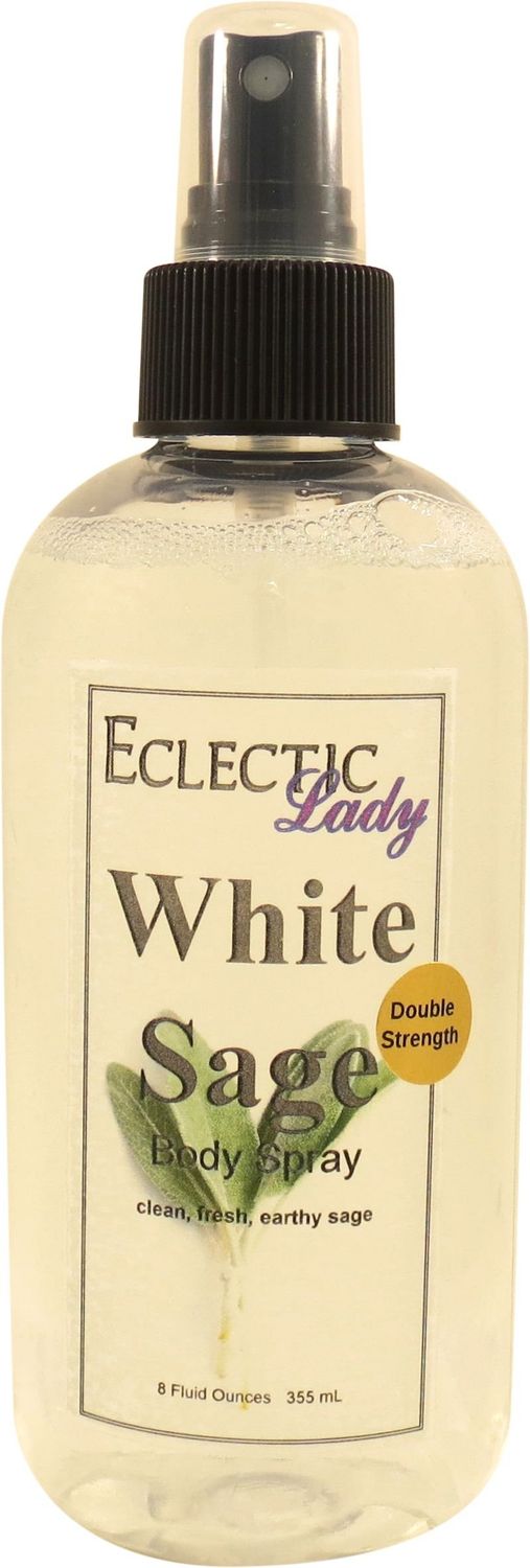 Eclectic Lady White Sage Body Spray, Double Strength, 8 ounces, Body Mist for Women with Clean, Light &amp; Gentle Fragrance, Cologne with Soft, Subtle Aroma For Daily Use