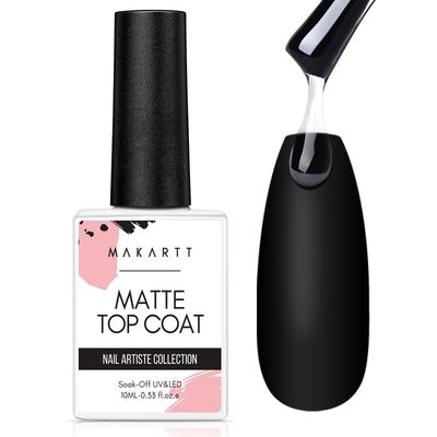 Makartt Matte Gel Top Coat 10ml, Soak Off No Wipe Long-Lasting Matte Finish for Nail Art, Protective Seal with Smooth Velvet Texture for DIY and Salon Manicure