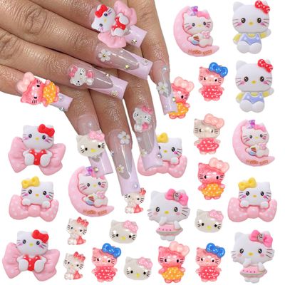 Cute 3D Nail Art Charms - Flatback Cartoon Design Kawaii Rhinestone Jewelry for Nail Decorations, Anime DIY Craft Phone Case - 40Pcs