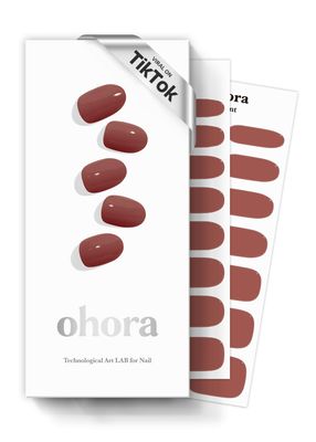 ohora Semi Cured Gel Nail Strips (N Brick) - Brown, Solid, Works with Any UV/LED Lamps, Salon-Quality, Long Lasting, Easy to Apply &amp; Remove - Includes 2 Prep Pads, Nail File &amp; Wooden Stick