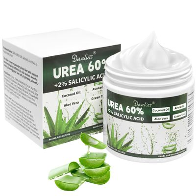 Urea Cream 60 with 2 Salicylic Acid - Unscented 60 Percent Urea Maximum Strength for Dry, Cracked Heels, Hands, Knees, and Elbows. Dead Skin Remover &amp; Callus Repair Treatment 6.35 oz