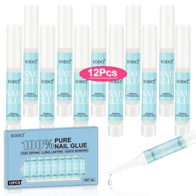EODCI 12pcs Nail Glue Super Strong for Acrylic Nails Press on Nails Professional for Nail Tips Fake Nails False Nails Long Lasting Glue for Stick On Nails Broken