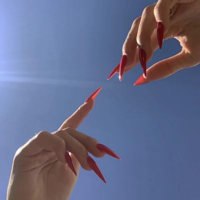 MERVF Stiletto Press on Nails Long Fake Nails Red Almond Glue on Nails Solid Color Acrylic Nails Press ons Artificial Goth Blood False Nails 24pcs Glossy Halloween