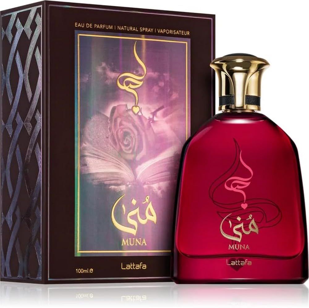 Lattafa Muna Eau de Parfum Spray for Women, 3.4 Ounce