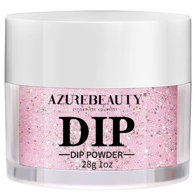 AZUREBEAUTY Nail Dip Powder Pink Glitter Color, Dipping Powder French Nail Art Starter Manicure Salon DIY at Home, Odor-Free and Long-Lasting, No Needed Nail Lamp Curing, 1 Oz
