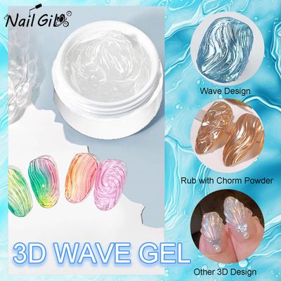 NAILGIL 3D Nail Gel and Pearl Chrome Nail Powder, No Wipe Sculpting Modeling Texture Hard Gel for Painting Rhinestone Decoration Adhesive Glue Drawing Painted Sculpture UV LED Curing Requires