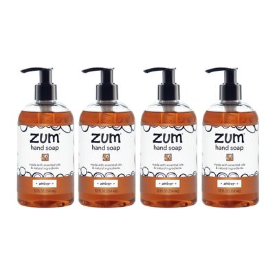 Zum Indigo Wild Hand Soap - Liquid Hand Soap for Bathroom &amp; Kitchen - Amber - 12 oz (4 Pack)