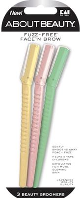 About Beauty Face N Brow - 3 Beauty Groomers for Hair Removal, Ideal for Shaving, Exfoliating, Dermaplaning and Brow Shaping, Japanese Steel Gently Removes Facial Hair