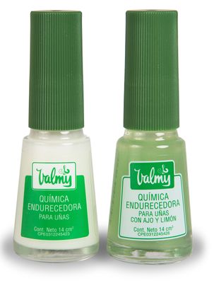 Valmy 2in1 Garlic Nail Hardener &amp; Lemon Nail Whitener, and Nail Strengthener for Thin Nails and Growth Base Coat Nail Polish Set - Endurecedor de Uas, 0.47 Fl oz each (2 Pack) Mix