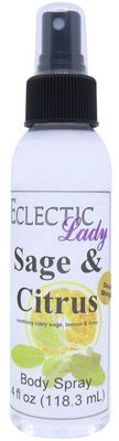 Eclectic Lady Sage And Citrus Body Spray, Double Strength, 4 ounces, Body Mist for Women with Clean, Light &amp; Gentle Fragrance, Cologne with Soft, Subtle Aroma For Daily Use