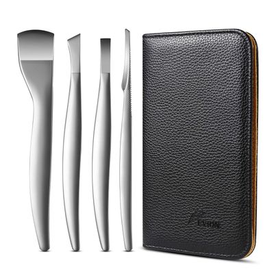 FVION Professional Pedicure Knife Set, 4PCS Ingrown Toenail Removal Blades Kit, Stainless Steel Callus Shaver Foot Blades - Silver