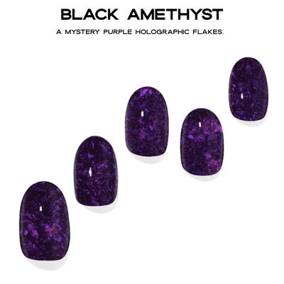 Adora Couture Semi Cured Gel Nail Strips with 30 Pieces, Salon Quality Wraps, Purple Glitter Flakes UV Stickers, Black Amethyst