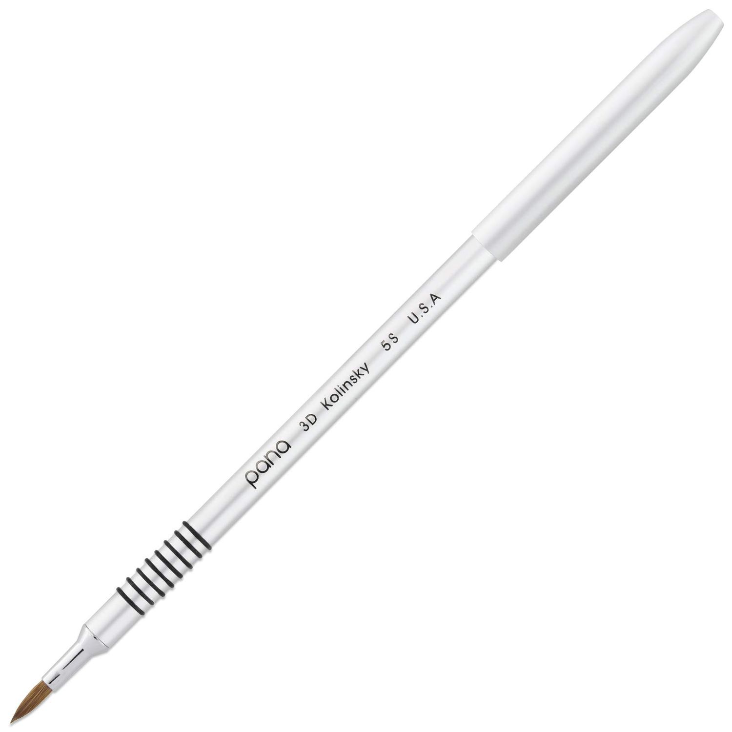 PANA 3D Kolinsky Acrylic Nail Art Sculpture Brush with Silver Metal Non-Slip Grip Handle for Manicures 3D Nail Art Flower Designs (Size 5)