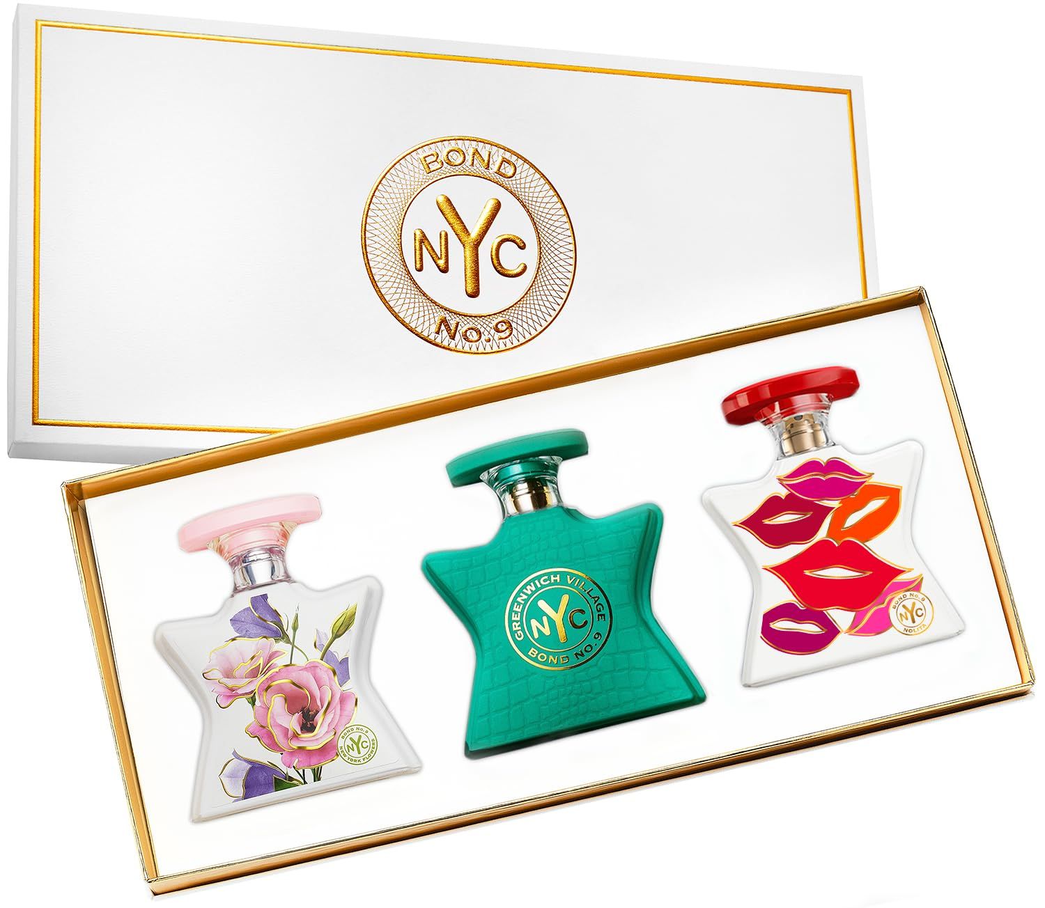 Bond No. 9 New York Womens Luxe Eau de Parfum Trio - Fragrance Gift Set Including New York Flowers, Greenwhich Village &amp; Tribeca - 3 x 1.7 Fl Oz