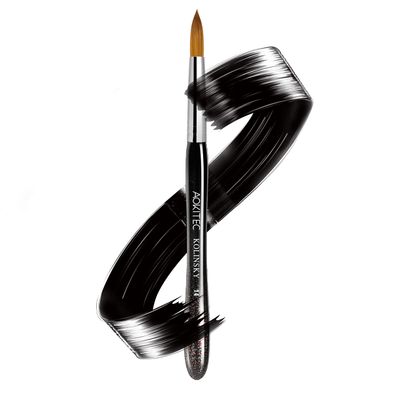 14 Kolinsky Acrylic Nail Brush Oval Sable Acrylic Brush for Nails Wood Nail Art Brushes for Acrylic Application Manicure Tool Sparkle Black