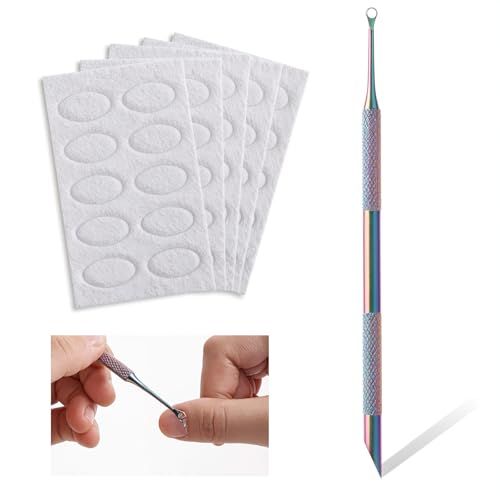Cuticle Pusher, Dual Ended Nail Cuticle Remover with 5 Nail Sand Polishing Tablets Nail Etching Tool Nail Care Polish Remover Cuticle Trimmer Manicure Kit for Pedicure Nail Art