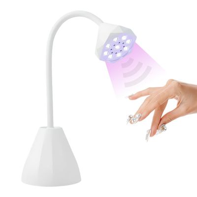 UV LED Nail Lamp with Smart Sensor, Portable Rechargeable Mini Lotus Hands Free Light Rotatable Cordless Nail Dryer Quick Dry Nail Gel Polish Curing Lamp Gooseneck Flash Cure Light for Home &amp; Salon
