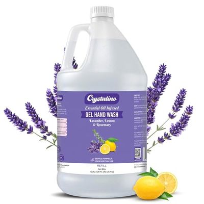 Crystalino Lavender Essential Oil Gel Hand Wash (1 Gal) - Hand Soap Refill Gallon - Lavender Commercial Hand Soap - Refill for Soap Dispenser - handsoap gallon bulk refill deals
