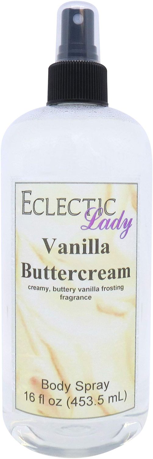 Eclectic Lady Vanilla Buttercream Body Spray, 16 ounces, Body Mist for Women with Clean, Light &amp; Gentle Fragrance, Cologne with Soft, Subtle Aroma For Daily Use