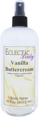 Eclectic Lady Vanilla Buttercream Body Spray, 16 ounces, Body Mist for Women with Clean, Light &amp; Gentle Fragrance, Cologne with Soft, Subtle Aroma For Daily Use
